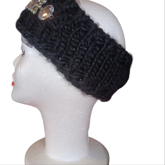 MIXIT JEWELED Crocheted Black Head & Ear Warmer Gently Loved - Picture 4 of 5